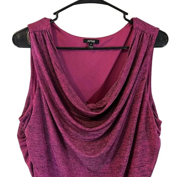 Apt. 9 Bright Purple Draped Sleeveless Blouse XL Stretch Knit Ruched Sides Tank - Picture 3 of 5